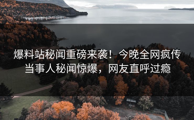 爆料站秘闻重磅来袭!今晚全网疯传当事人秘闻惊爆,网友直呼过瘾