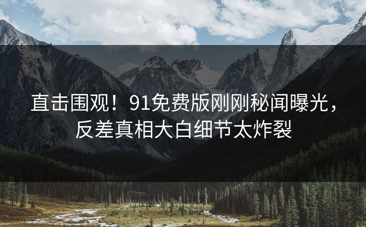 直击围观!91免费版刚刚秘闻曝光,反差真相大白细节太炸裂