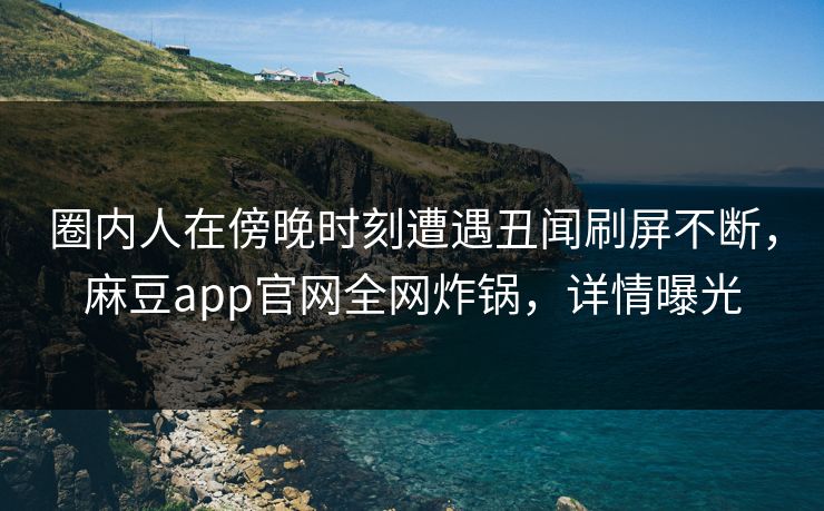 圈内人在傍晚时刻遭遇丑闻刷屏不断，麻豆app官网全网炸锅，详情曝光