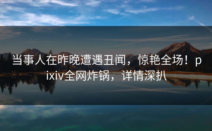 当事人在昨晚遭遇丑闻，惊艳全场！pixiv全网炸锅，详情深扒