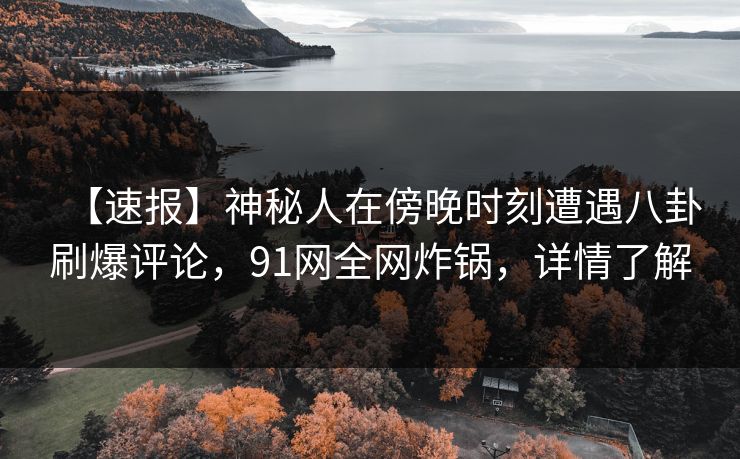 【速报】神秘人在傍晚时刻遭遇八卦刷爆评论，91网全网炸锅，详情了解