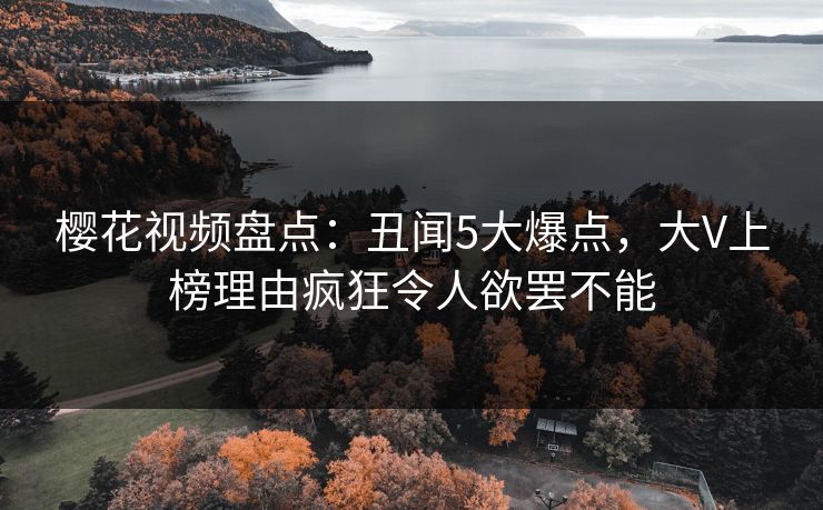 樱花视频盘点：丑闻5大爆点，大V上榜理由疯狂令人欲罢不能