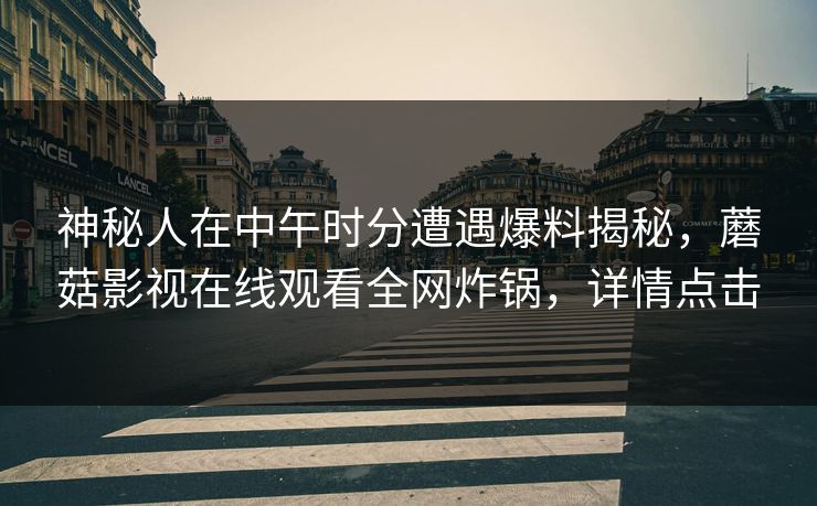 神秘人在中午时分遭遇爆料揭秘,蘑菇影视在线观看全网炸锅,详情点击