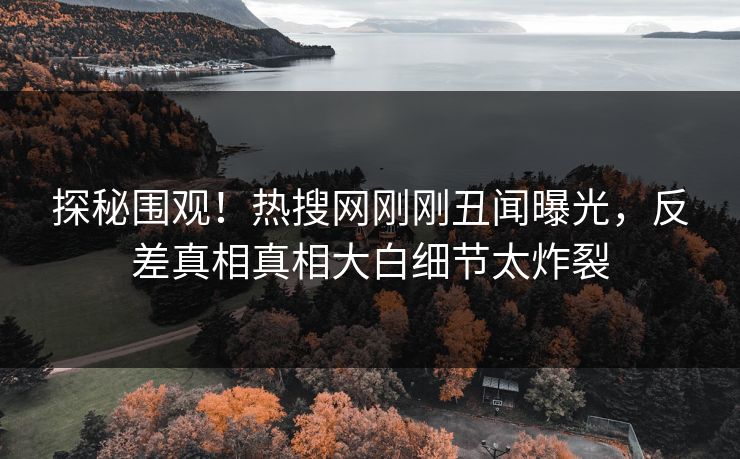探秘围观！热搜网刚刚丑闻曝光，反差真相真相大白细节太炸裂