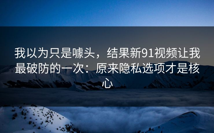 我以为只是噱头，结果新91视频让我最破防的一次：原来隐私选项才是核心